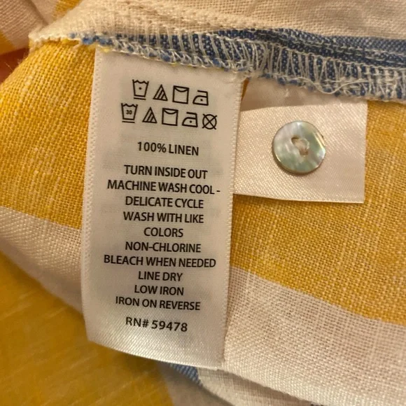 Coastal Grandmillennial Linen Stripe Dress XS Preppy Resort Effortless Summer - Picture 9 of 12